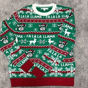 Holiday Llama Sweater in Green and Red